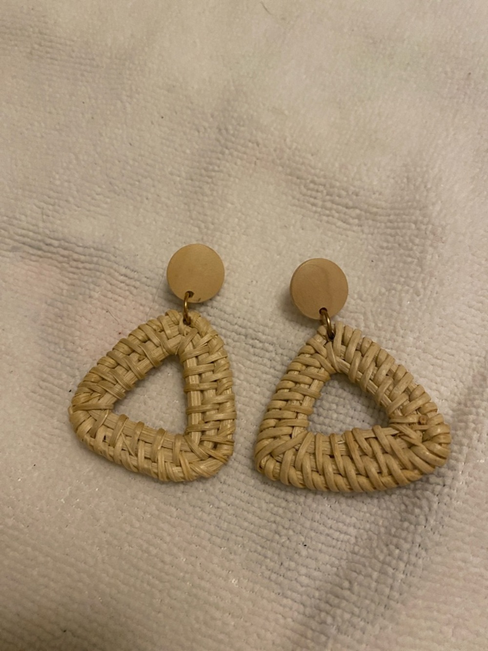 Straw Triangle Drop Earrings
